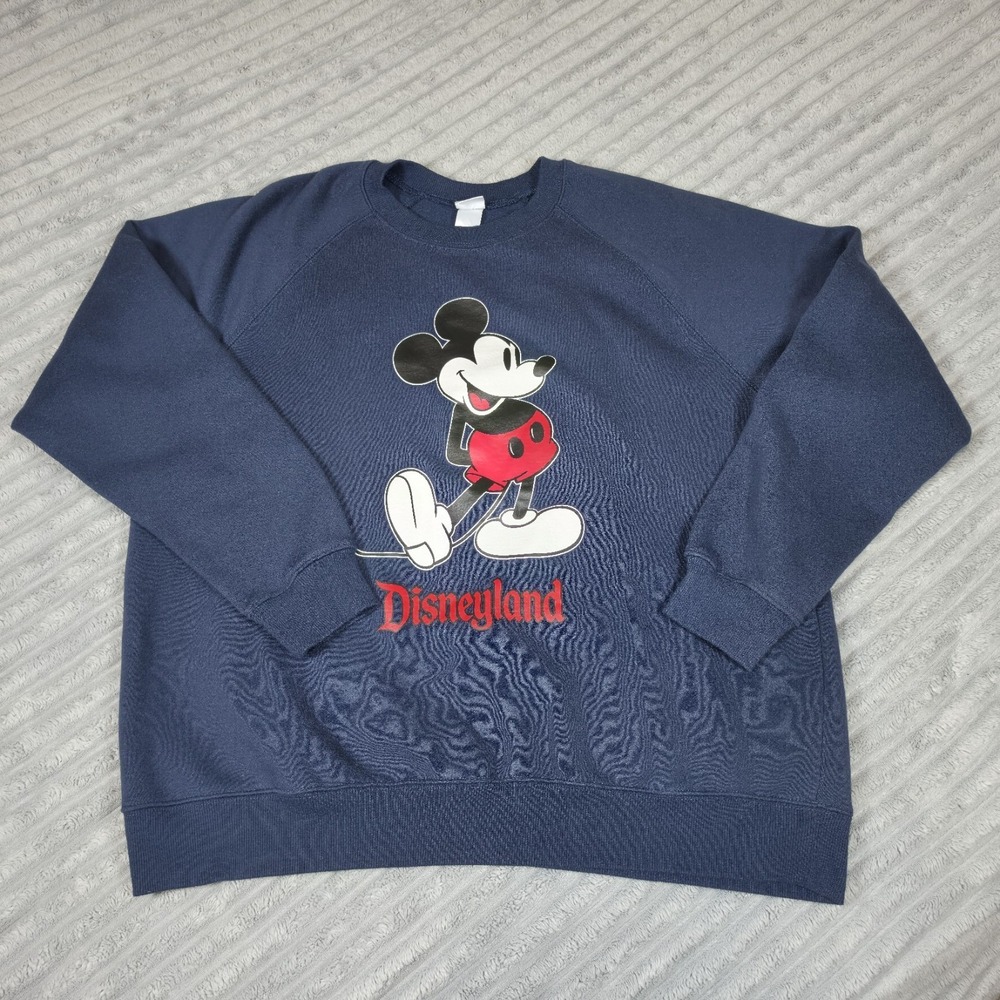 Walt Disneyland Sweatshirt Adult XL Blue‎ Classic Mickey Mouse Standing EUC